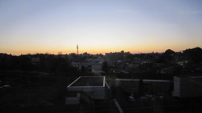 新幹線から見た夕焼け